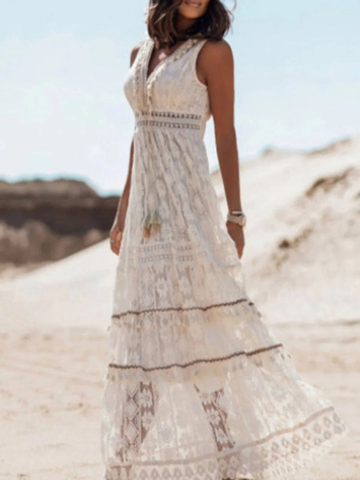 Elowa | Elegante Boho Jurk-Zomer Jurken-Calora-Beige-S-Calora