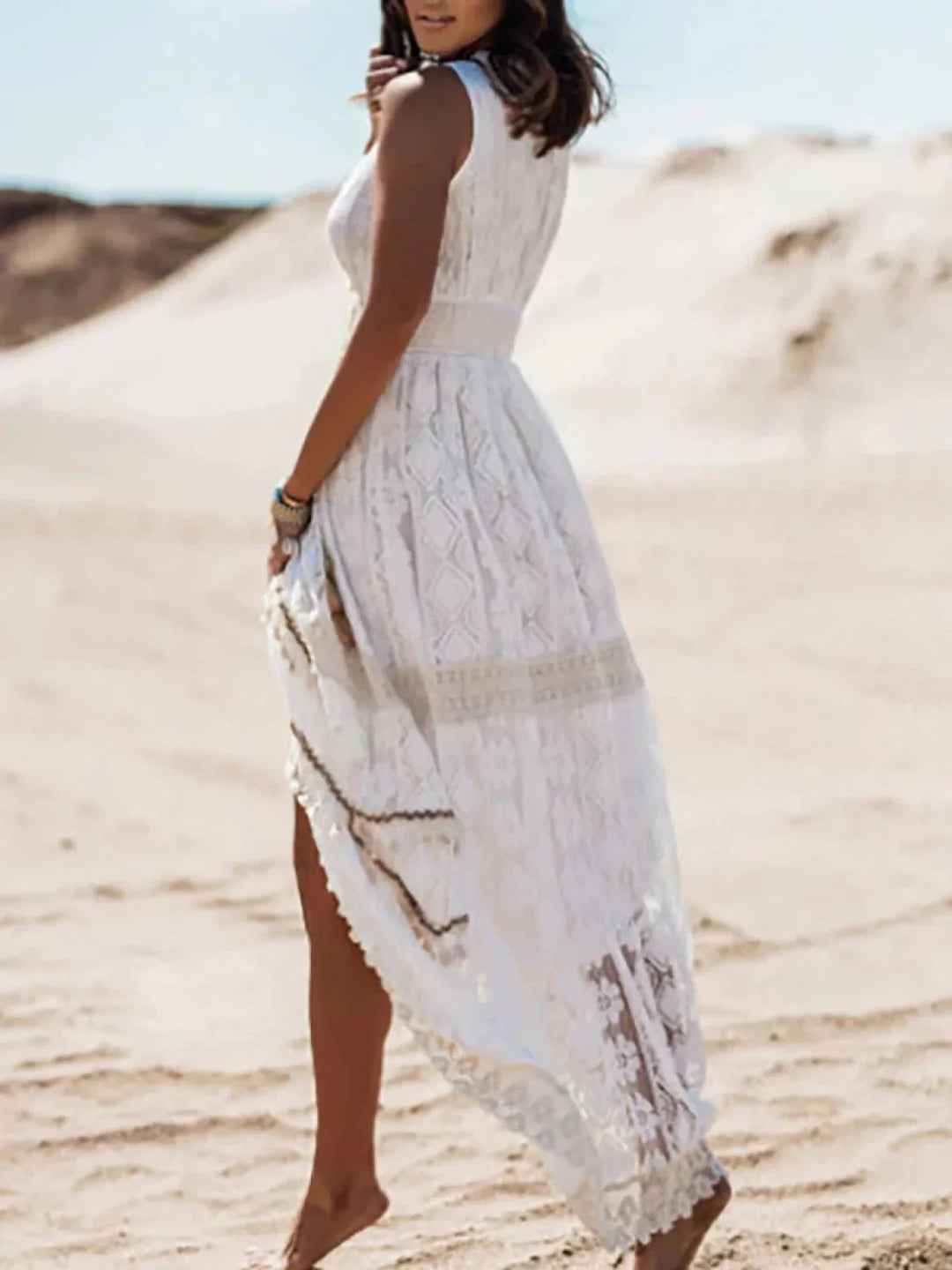 Elowa | Elegante Boho Jurk-Zomer Jurken-Calora-Beige-S-Calora
