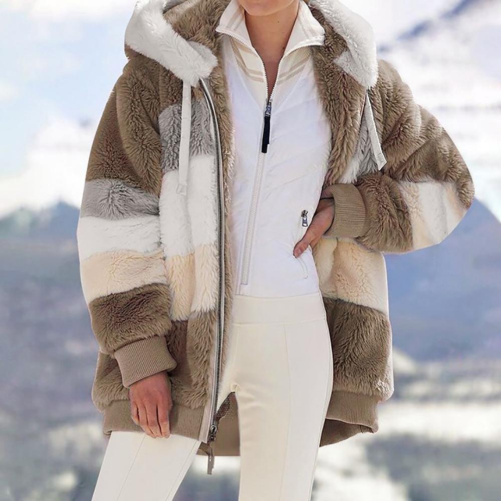 Eluna | Fluffy Warme winter Jas-Zomer Jassen-Calora-Bruin-S-Calora