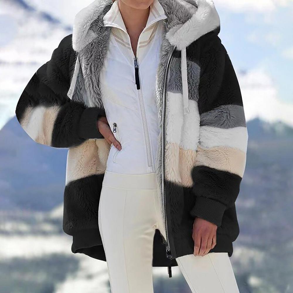 Eluna | Fluffy Warme winter Jas-Zomer Jassen-Calora-Zwart-S-Calora