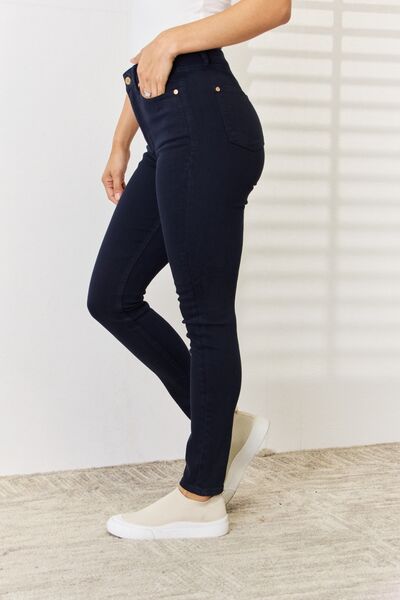 Elvira | Zwart geverfde Skinny Jeans met buikcontrole-Pantalons-Calora-S-Calora