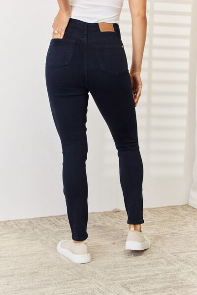 Elvira | Zwart geverfde Skinny Jeans met buikcontrole-Pantalons-Calora-S-Calora