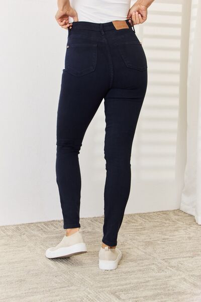 Elvira | Zwart geverfde Skinny Jeans met buikcontrole-Pantalons-Calora-S-Calora