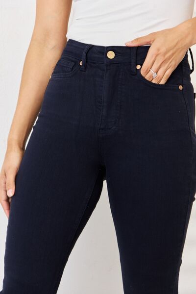 Elvira | Zwart geverfde Skinny Jeans met buikcontrole-Pantalons-Calora-S-Calora