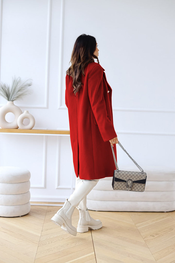 Estelle | Dames winterjas met lange mouwen - revers en knopen-Zomer Jassen-Calora-Bruin-S-Calora