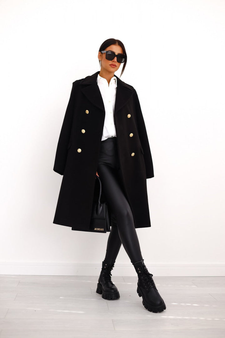 Estelle | Dames winterjas met lange mouwen - revers en knopen-Zomer Jassen-Calora-Bruin-S-Calora