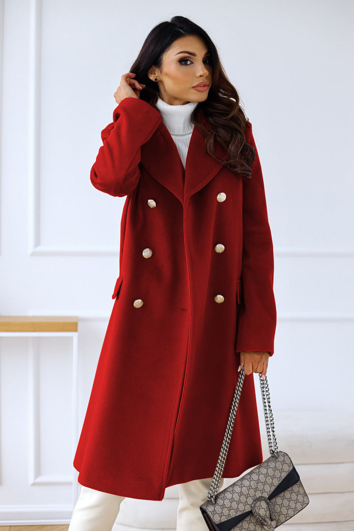 Estelle | Dames winterjas met lange mouwen - revers en knopen-Zomer Jassen-Calora-Bruin-S-Calora