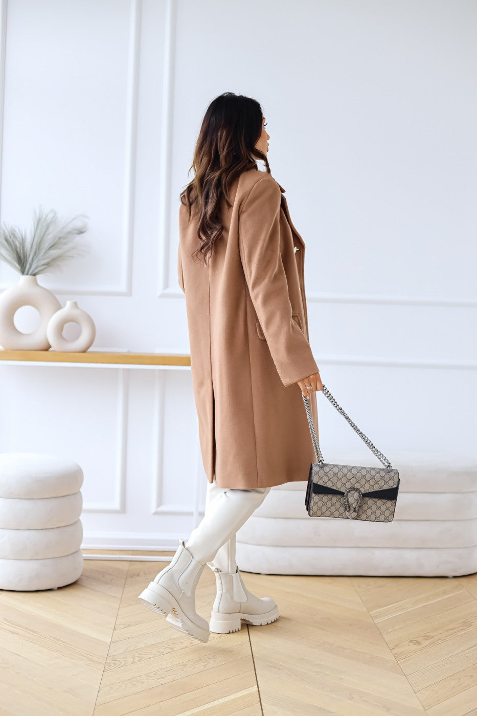 Estelle | Dames winterjas met lange mouwen - revers en knopen-Zomer Jassen-Calora-Bruin-S-Calora