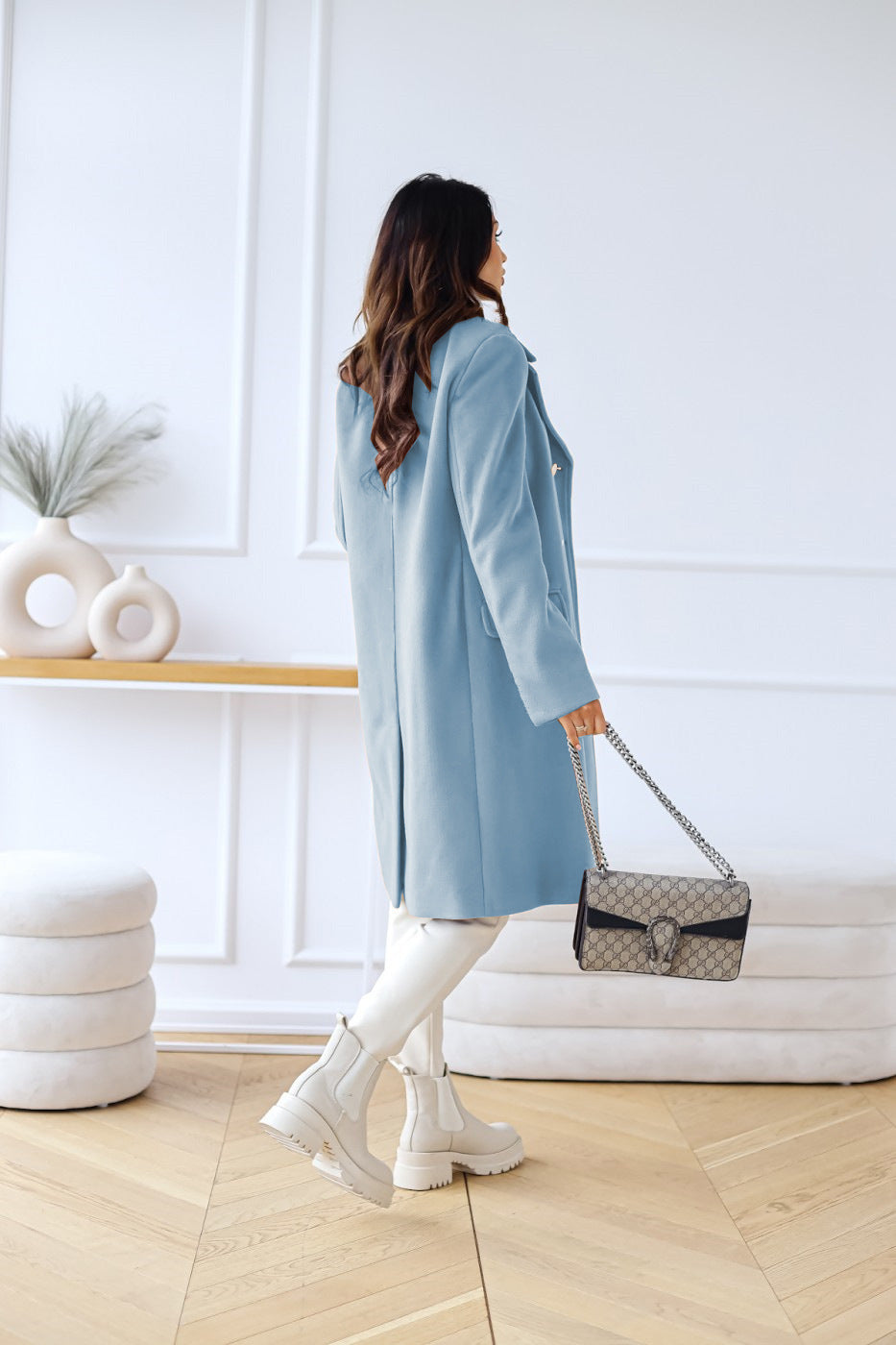 Estelle | Dames winterjas met lange mouwen - revers en knopen-Zomer Jassen-Calora-Bruin-S-Calora