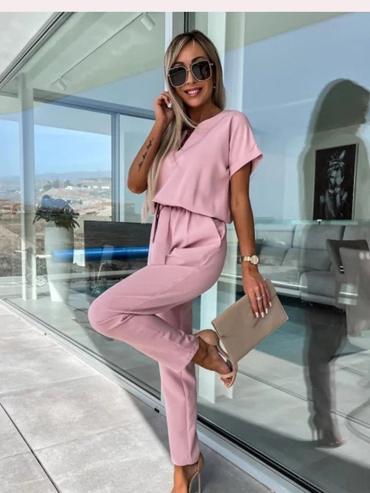 Evandra | Chique Jumpsuit losvallend-Jumpsuits-Calora-Rozenrood-S-Calora