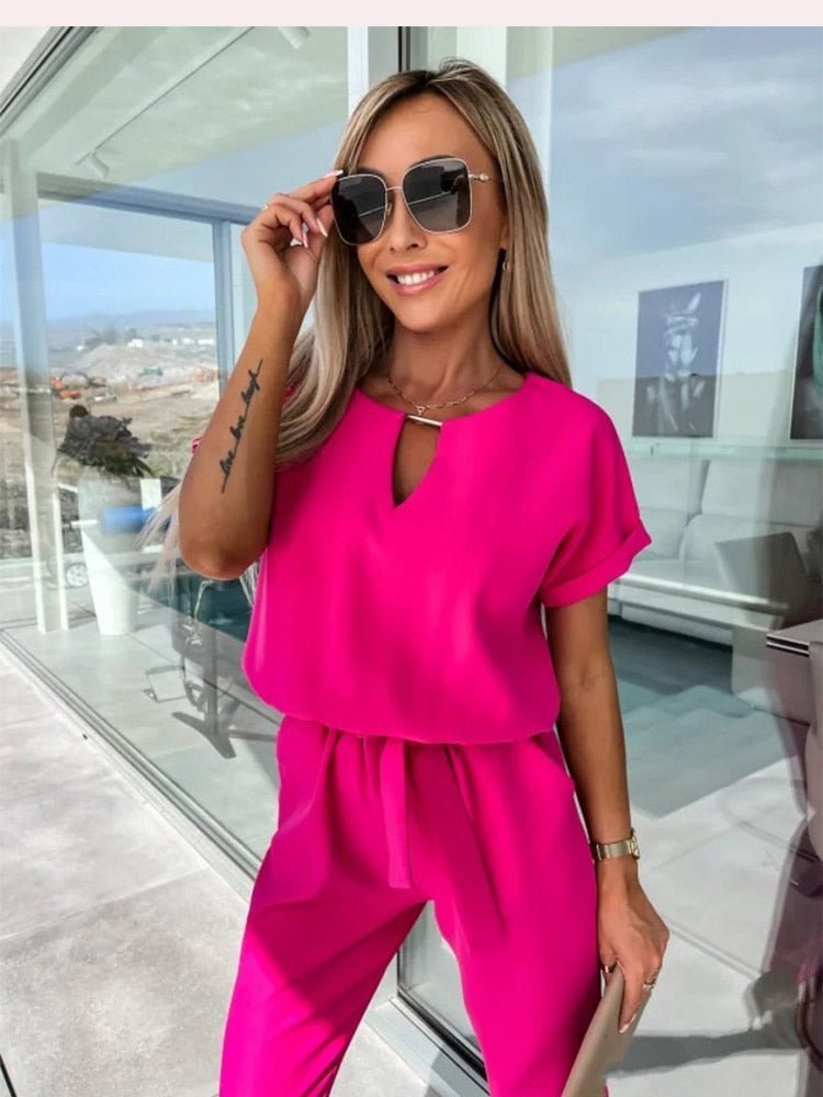 Evandra | Chique Jumpsuit losvallend-Jumpsuits-Calora-Rozenrood-S-Calora