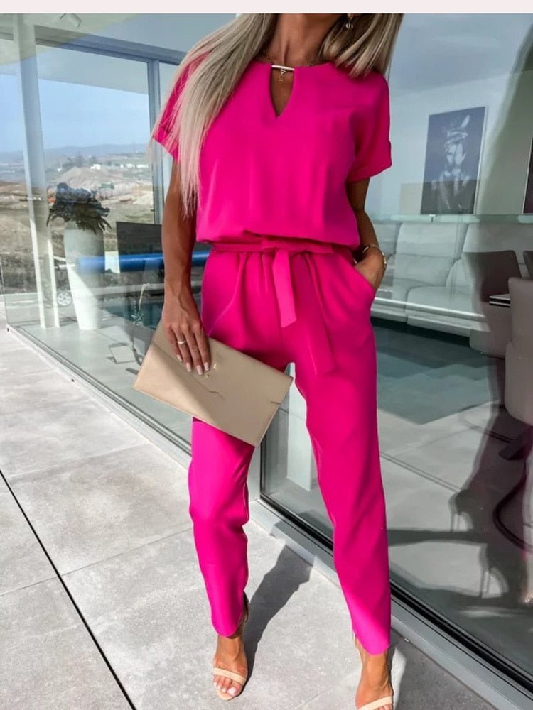 Evandra | Chique Jumpsuit losvallend-Jumpsuits-Calora-Rozenrood-S-Calora