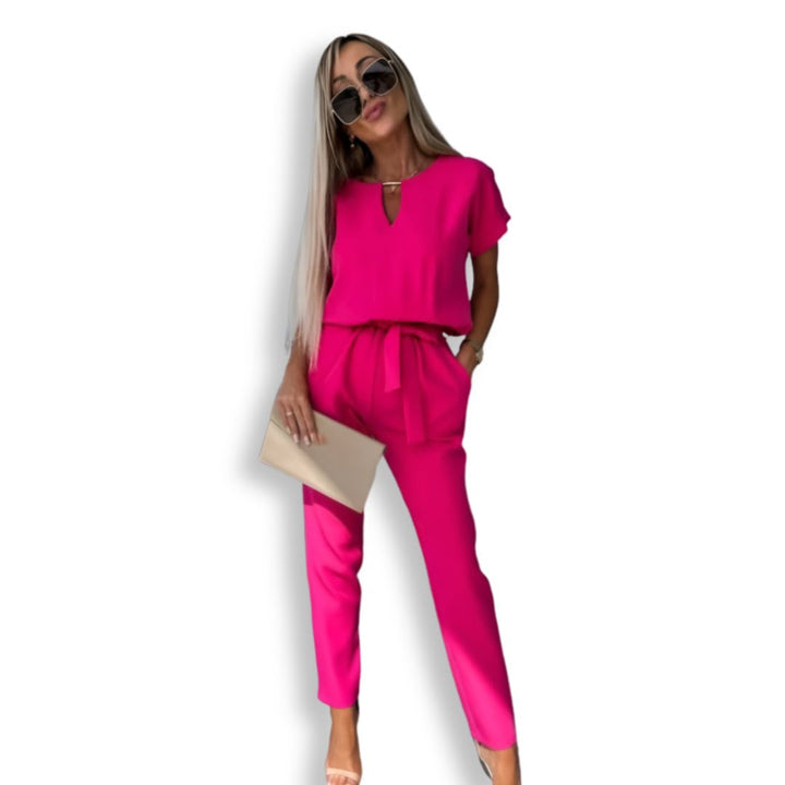 Evandra | Chique Jumpsuit losvallend-Jumpsuits-Calora-Rozenrood-S-Calora