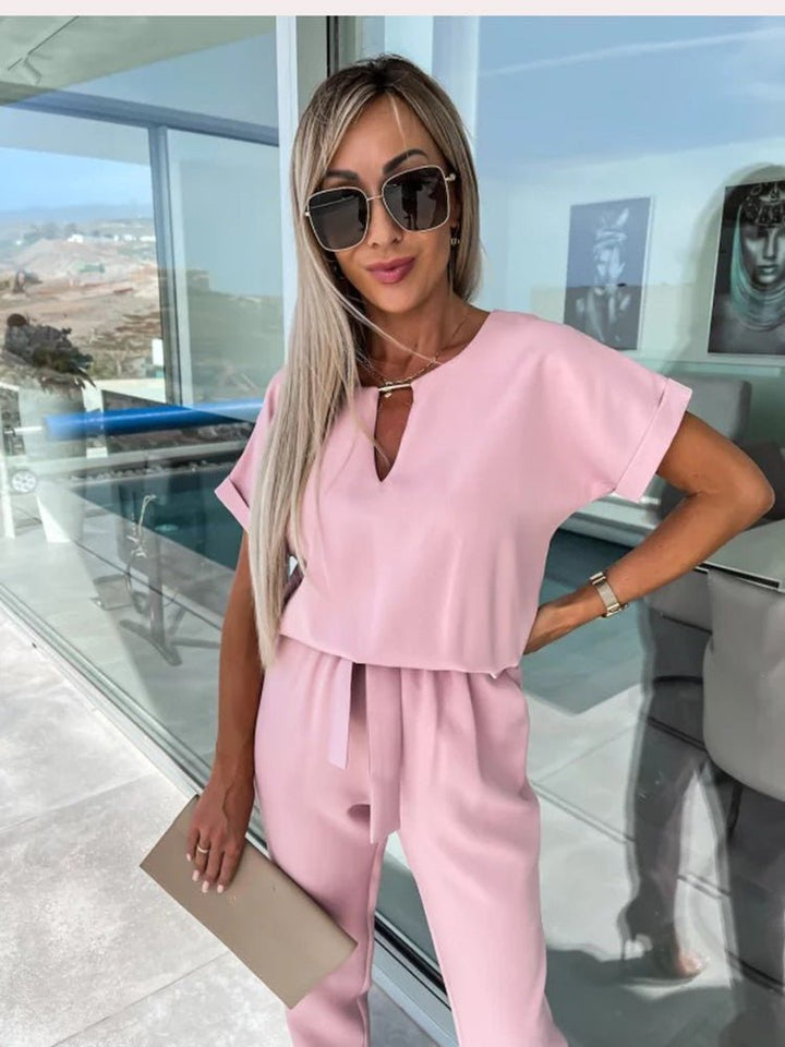 Evandra | Chique Jumpsuit losvallend-Jumpsuits-Calora-Rozenrood-S-Calora