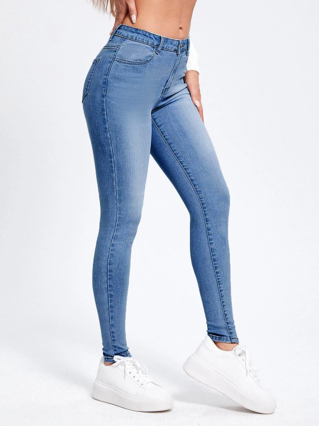 Evelise | Slim fit Spijkerbroek met hoge taille-Pantalons-Calora-Marineblauw-S-Calora