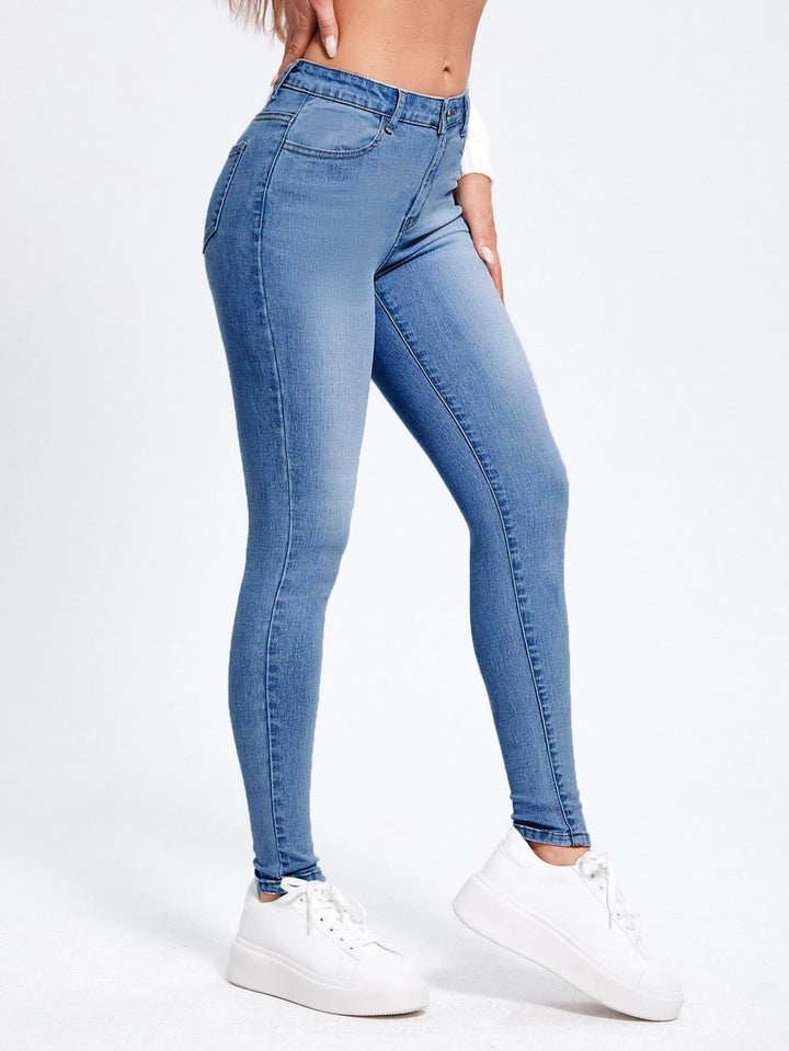 Evelise | Slim fit Spijkerbroek met hoge taille-Pantalons-Calora-Marineblauw-S-Calora