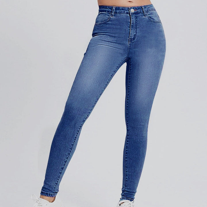 Evelise | Slim fit Spijkerbroek met hoge taille-Pantalons-Calora-Marineblauw-S-Calora