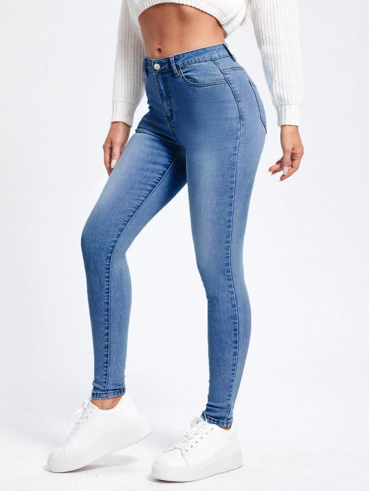 Evelise | Slim fit Spijkerbroek met hoge taille-Pantalons-Calora-Marineblauw-S-Calora