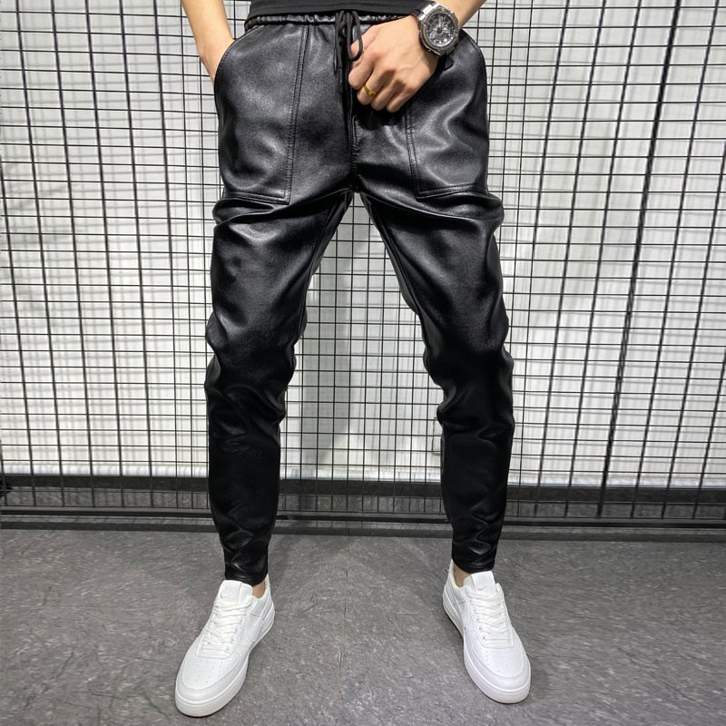 CALORA_ Farnham | Leren Heren broek Slim-fit
