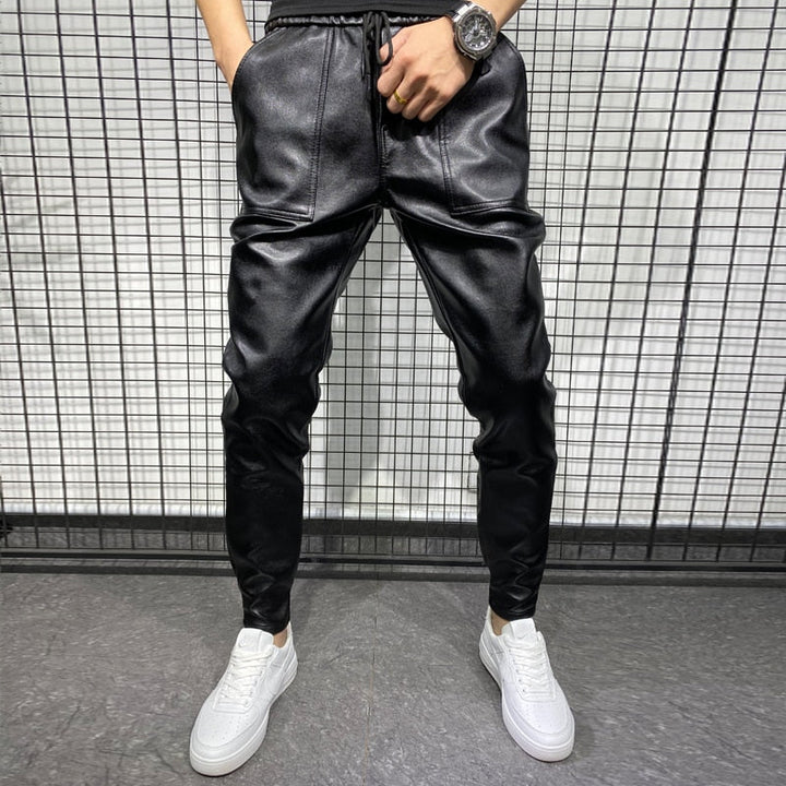 CALORA_ Farnham | Leren Heren broek Slim-fit