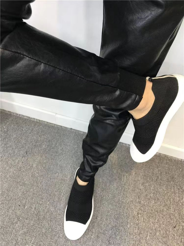 CALORA_ Farnham | Leren Heren broek Slim-fit