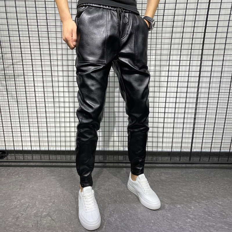 CALORA_ Farnham | Leren Heren broek Slim-fit