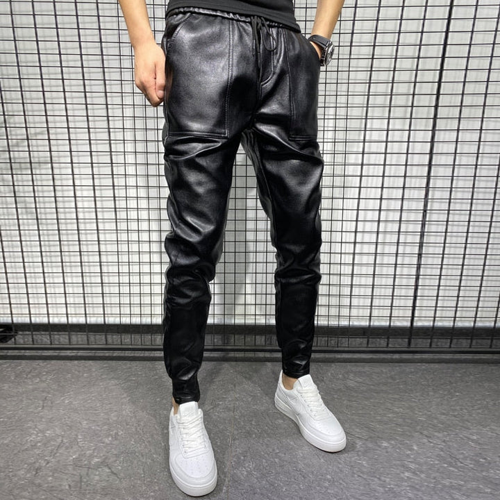 CALORA_ Farnham | Leren Heren broek Slim-fit