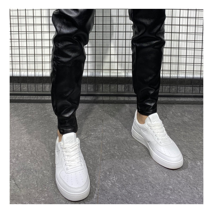 CALORA_ Farnham | Leren Heren broek Slim-fit