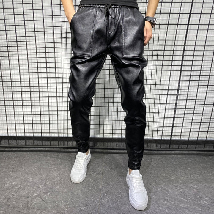 CALORA_ Farnham | Leren Heren broek Slim-fit