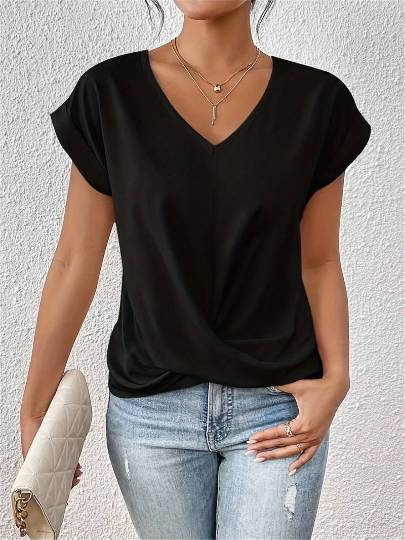 Fay | Casual Short-Sleeved T-Shirt-T-shirts-Calora-Zwart-S-Calora