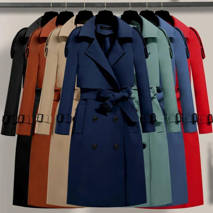 Fay | Dames trenchcoat met dubbele rij knopen en riem-Zomer Jassen-Calora-Khaki-S-Calora