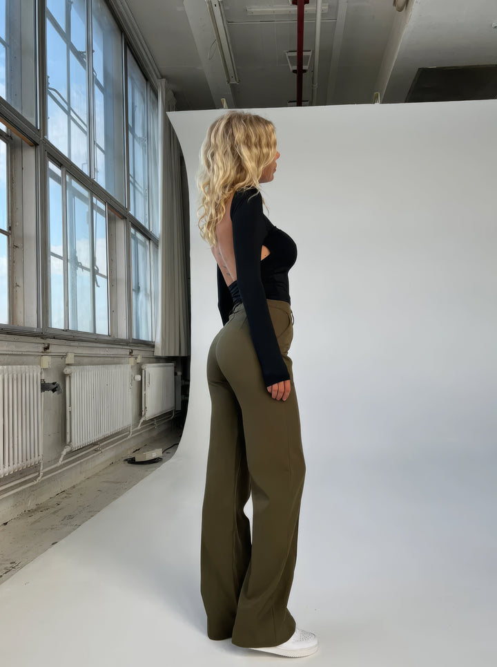 Fayana | Stijlvolle Pantalon met hoge Taille-Pantalons-Calora-Groen-S-Calora