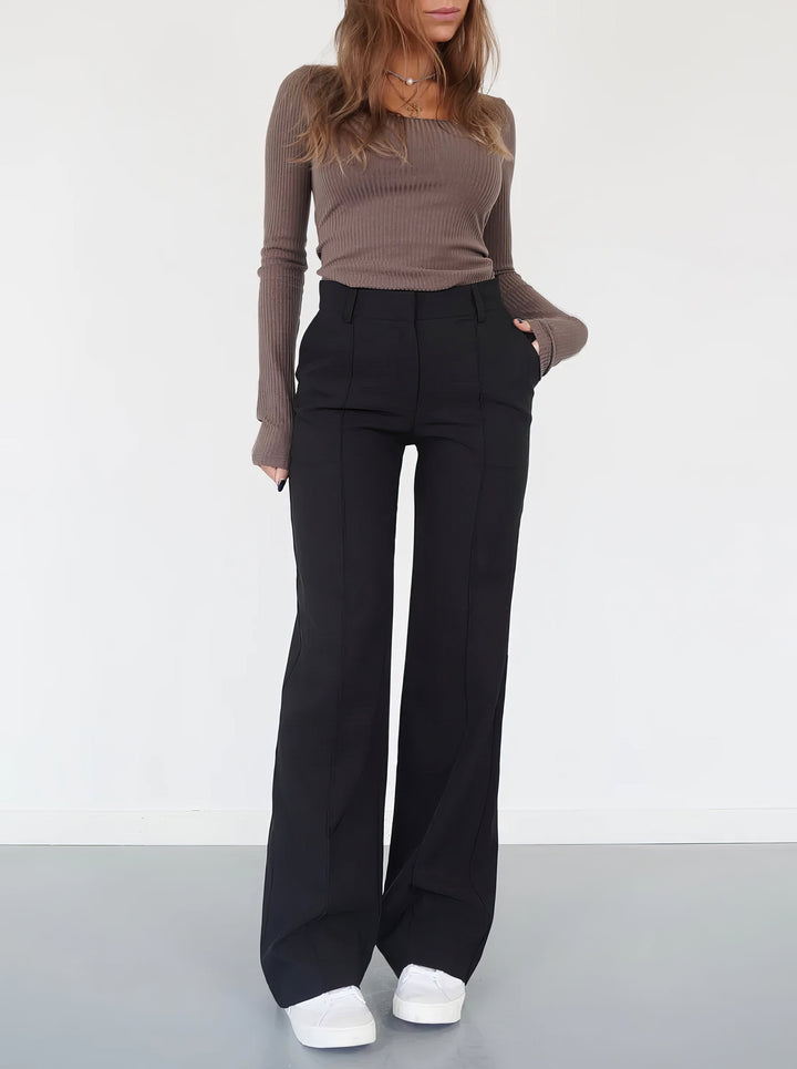 Fayana | Stijlvolle Pantalon met hoge Taille-Pantalons-Calora-Zwart-S-Calora