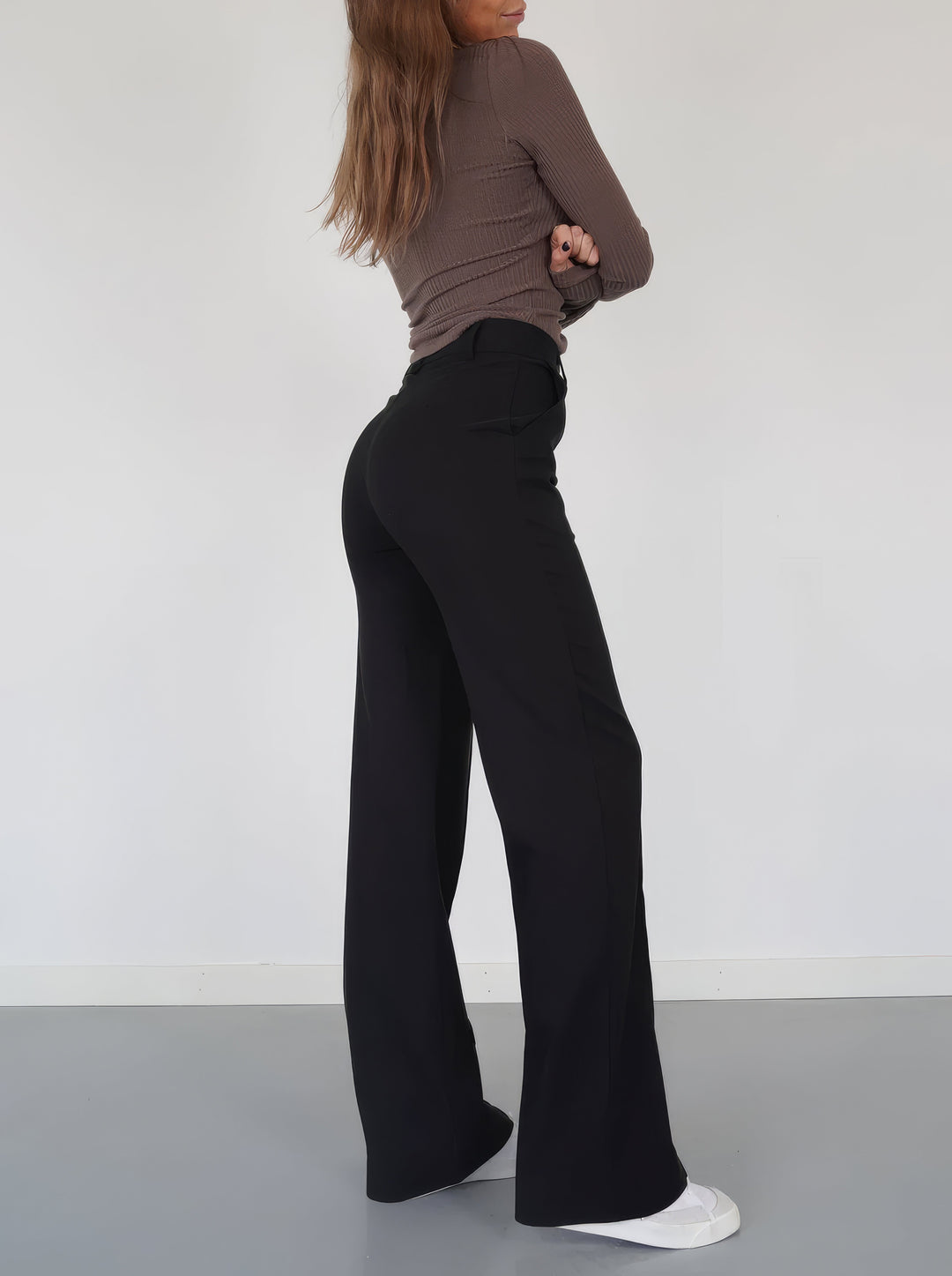 Fayana | Stijlvolle Pantalon met hoge Taille-Pantalons-Calora-Zwart-S-Calora