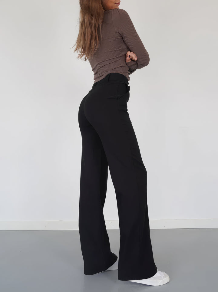Fayana | Stijlvolle Pantalon met hoge Taille-Pantalons-Calora-Zwart-S-Calora