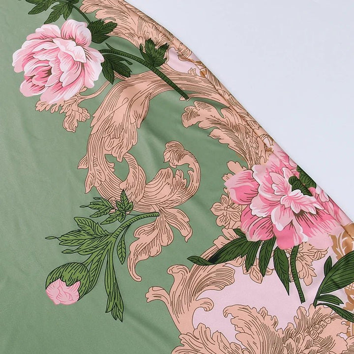 Faye | Vrolijke Zomer Jurk met Bloemprint-Zomer Jurken-Calora-Groen-S-Calora