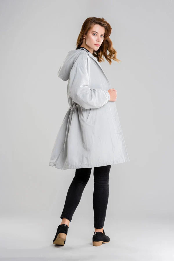 Felar | Halflange, losse regenjas voor dames-Zomer Jassen-Calora-Wit-S-Calora