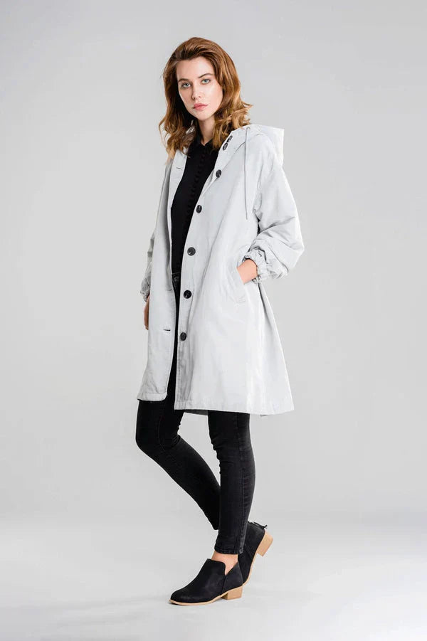 Felar | Halflange, losse regenjas voor dames-Zomer Jassen-Calora-Wit-S-Calora