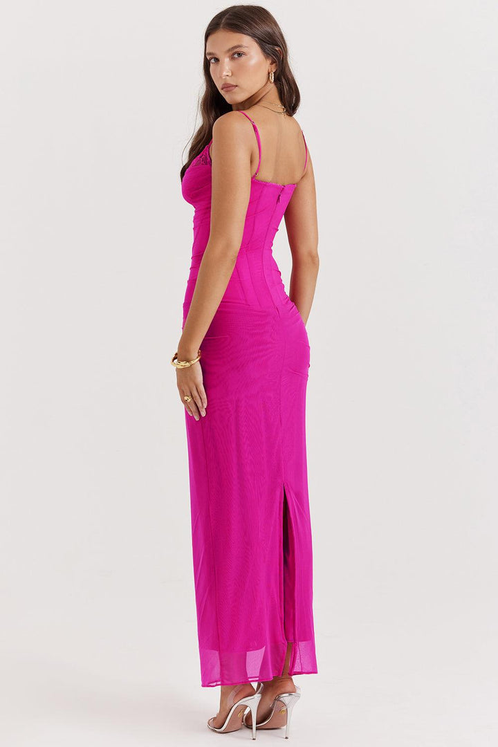 Felisa | Elegante Lange Maxi Jurk met snit-Zomer Jurken-Calora-Beige-XS-Calora