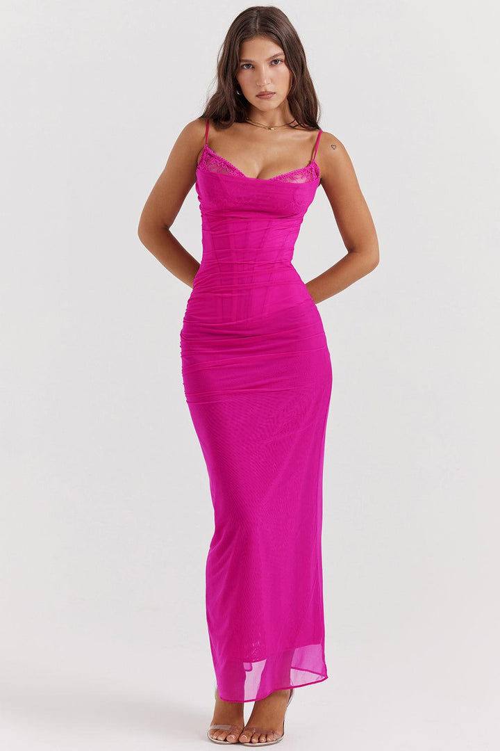 Felisa | Elegante Lange Maxi Jurk met snit-Zomer Jurken-Calora-Beige-XS-Calora