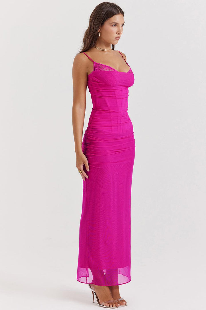 Felisa | Elegante Lange Maxi Jurk met snit-Zomer Jurken-Calora-Beige-XS-Calora