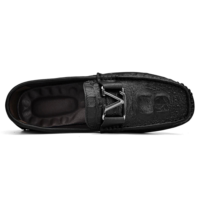 Finello | Luxe Leren Heren Slip-on Loafers-Loafers-Calora-Zwart-38-Calora