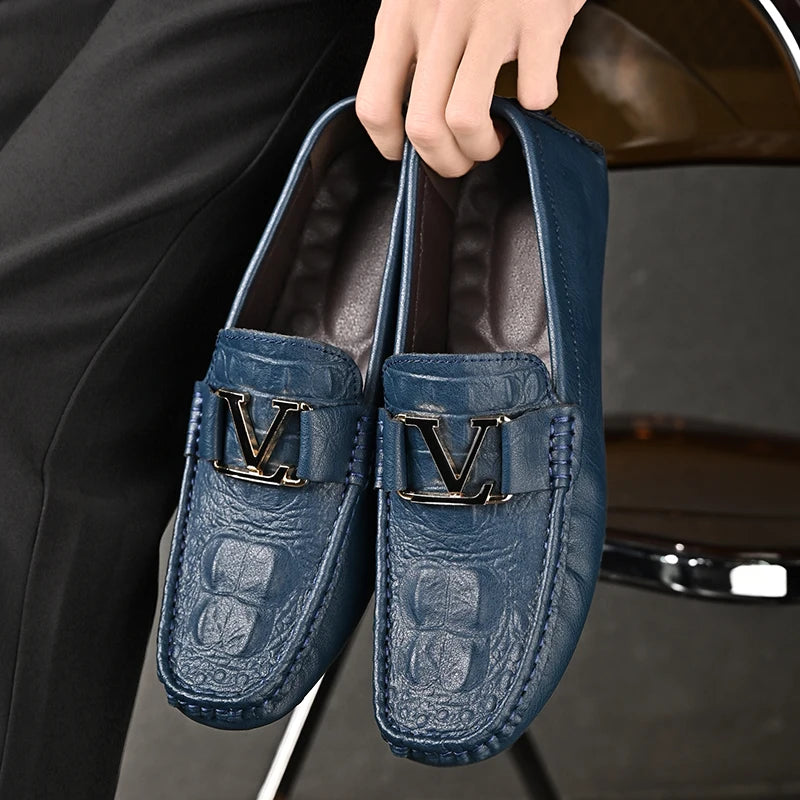 Finello | Luxe Leren Heren Slip-on Loafers-Loafers-Calora-Zwart-38-Calora