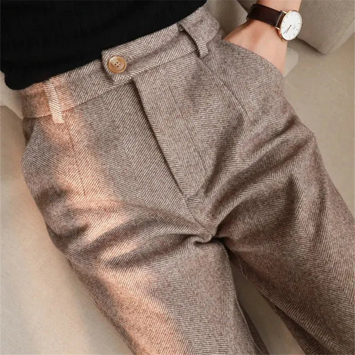 Fiorella | Klassieke Wollen Dames Pantalon-Pantalons-Calora-Khaki-S-Calora