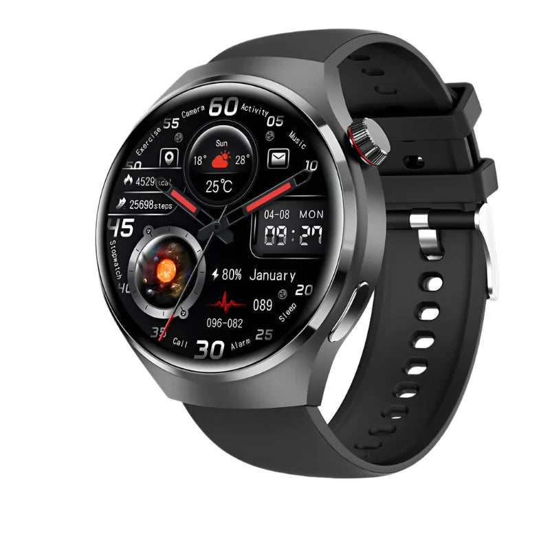 FitPulse | Smart Watch met Gezondheid Monitor en Bluetooth Bellen-Horloges-Calora-Zwart-Calora