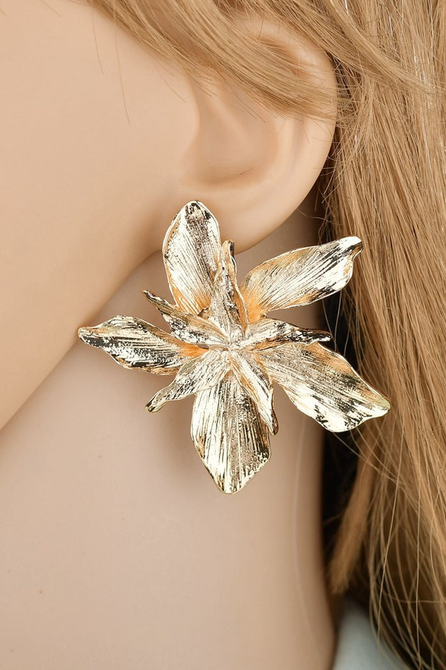 Flora | Grote Bloem Dangle Oorbellen-Armbanden-Calora-Goud-Calora