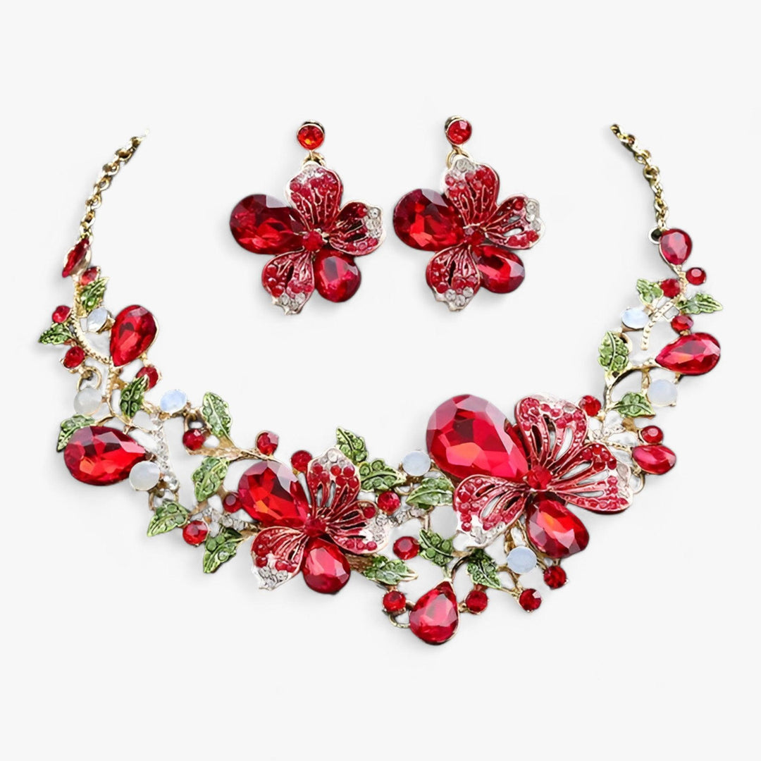 FLORENTIA | Bruidssieraden - bloemenketting en oorbellen-Armbanden-Calora-Mengkleur-42cm-Calora