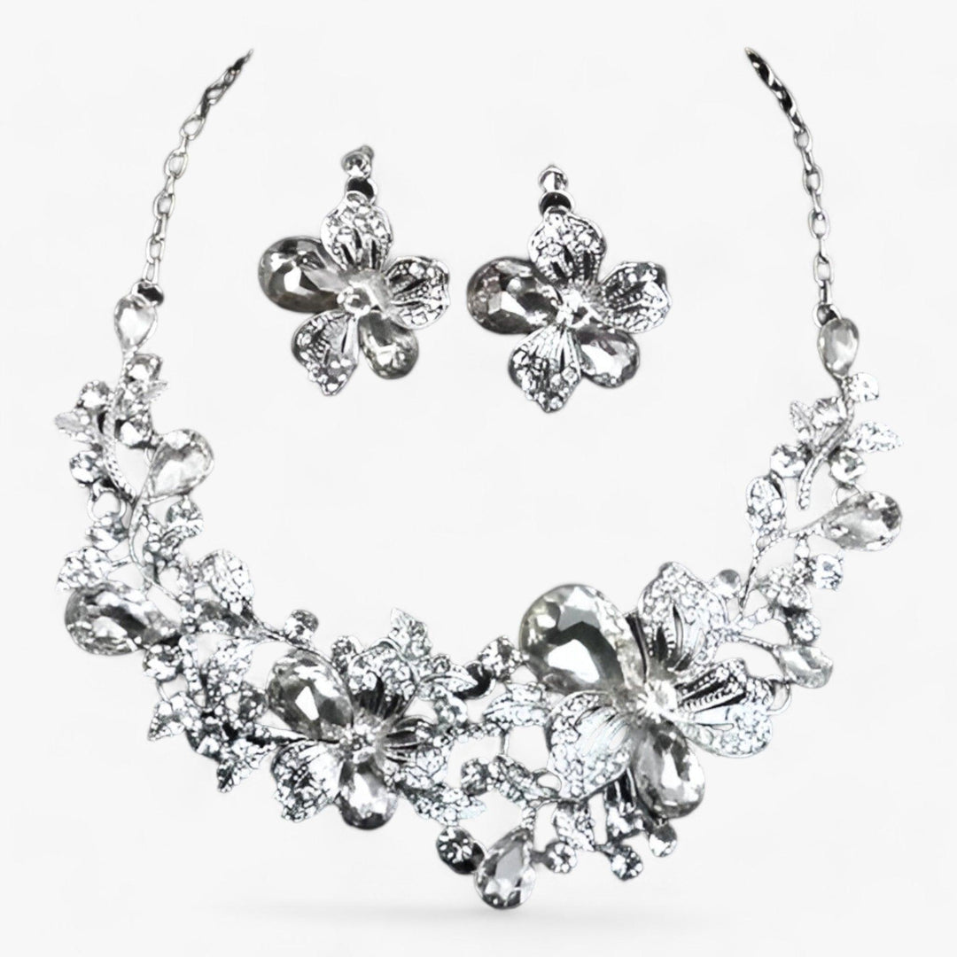 FLORENTIA | Bruidssieraden - bloemenketting en oorbellen-Armbanden-Calora-Mengkleur-42cm-Calora