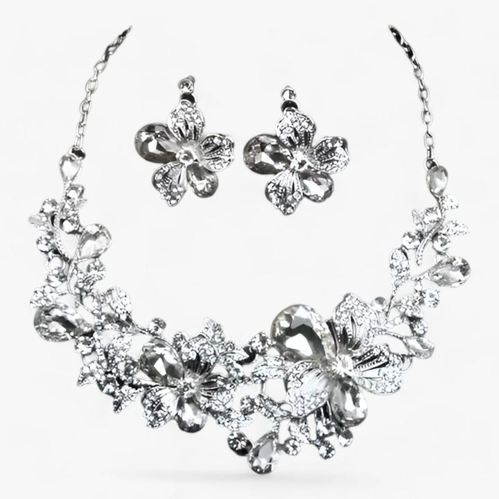 FLORENTIA | Bruidssieraden - bloemenketting en oorbellen-Armbanden-Calora-Mengkleur-42cm-Calora