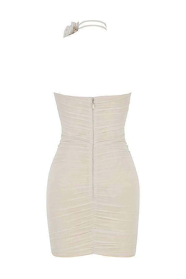 Floria | Mini jurk verfraaid met delicate mistbloemen-Zomer Jurken-Calora-XS-Calora